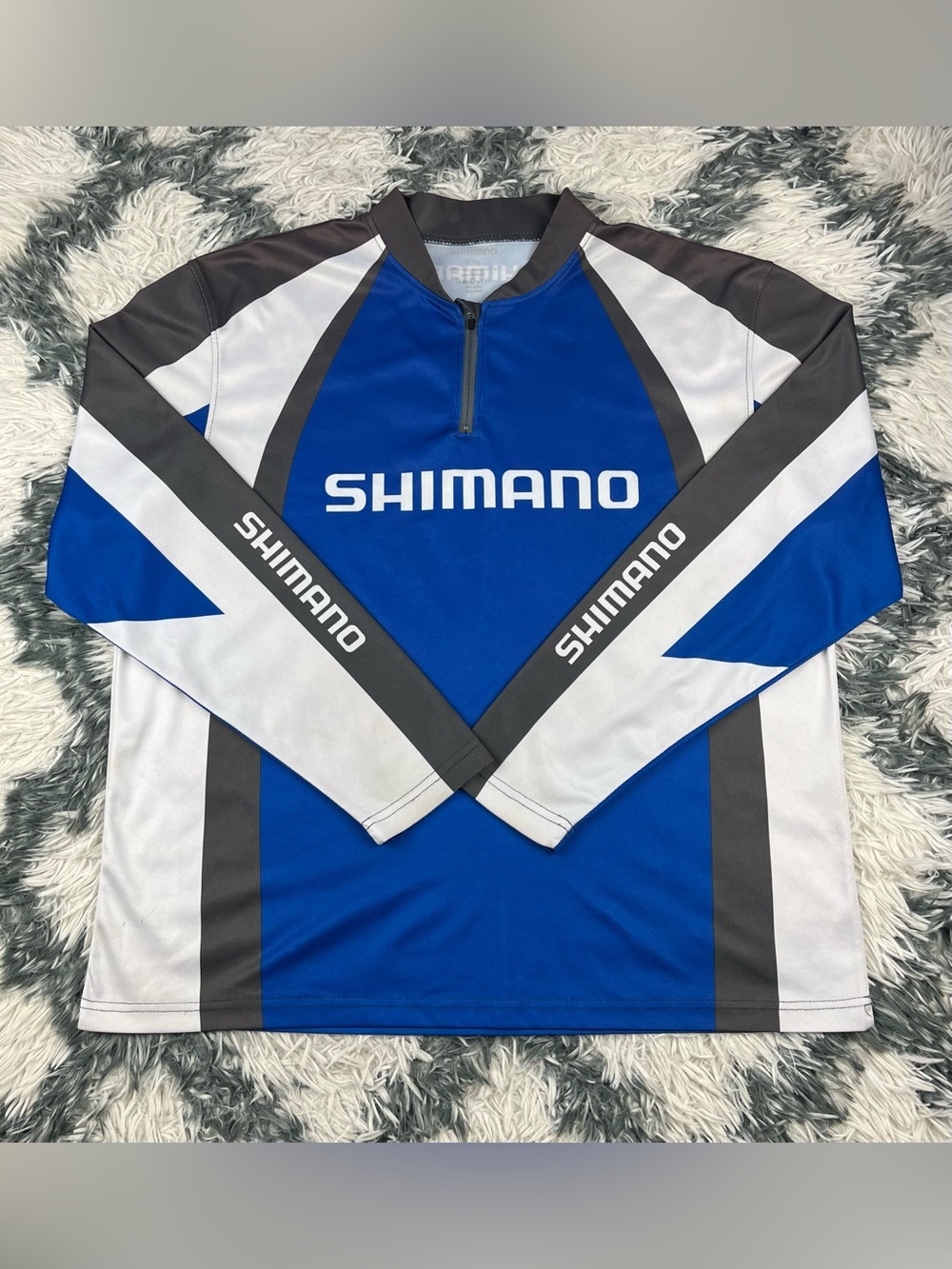 Shimano Men’s Blue White Corporate Sublimated Long Sleeve Fishing Shirt Size XL